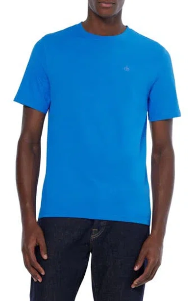 Scotch & Soda Logo Embroidered Cotton T-shirt In Blue