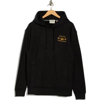 Scotch & Soda Logo Fleece Hoodie In Black