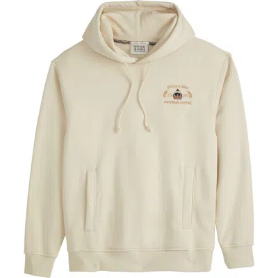 Scotch & Soda Logo Fleece Hoodie In Neutral