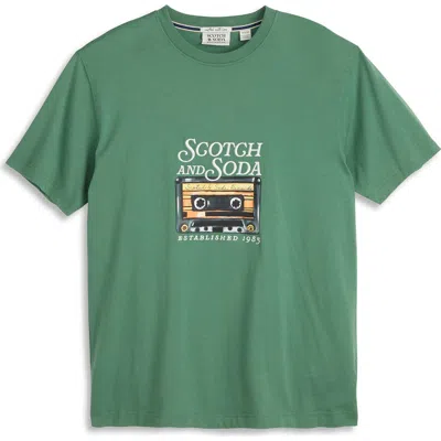 Scotch & Soda Logo Graphic T-shirt In Green