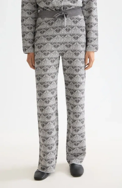 Scotch & Soda Logo Jacquard Knit Pants In Silver