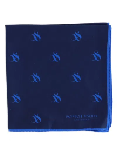 Scotch & Soda Logo-print Pocket Square In Blue
