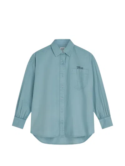Scotch & Soda Logo-embroidered Chest-pocket Shirt In Blue