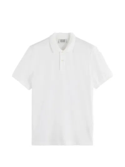 Scotch & Soda Logo-embroidered Piqué Polo Shirt In White