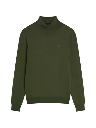 Scotch & Soda Logo-embroidered Roll-neck Sweater In Green