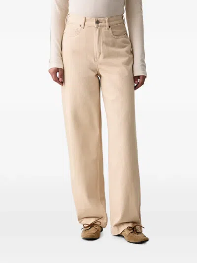 Scotch & Soda Logo-embroidered Wide-leg Jeans In Neutral