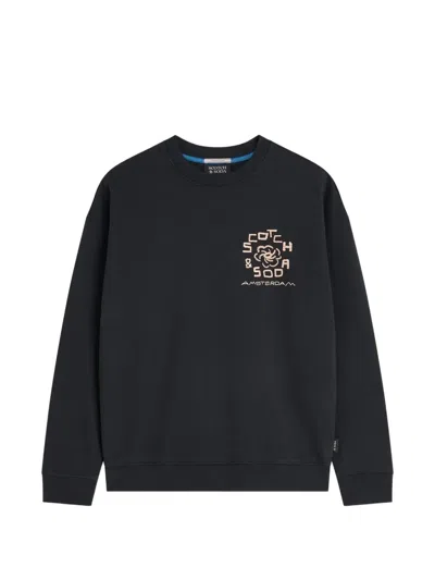 Scotch & Soda Logo-print Sweatshirt In Black