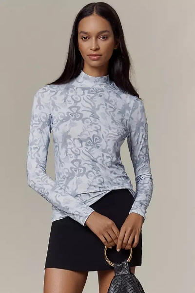 Scotch & Soda Long-sleeve Allover Printed Top In Blue