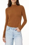 Scotch & Soda Long Sleeve Mock Neck Top In Brown