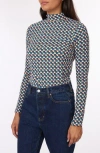 Scotch & Soda Long Sleeve Mock Neck Top In Multi
