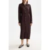 Scotch & Soda Long Sleeve Tie Waist Midi Shirtdress In Purple