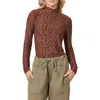 Scotch & Soda Long Sleeve Turtleneck Top In Brown