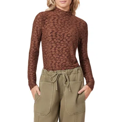 Scotch & Soda Long Sleeve Turtleneck Top In Brown
