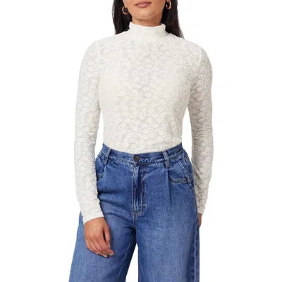 Scotch & Soda Long Sleeve Turtleneck Top In White