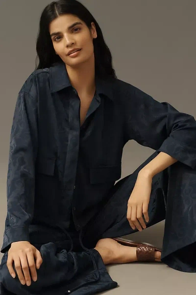 Scotch & Soda Long-sleeve Utility Shirt Top In Blue