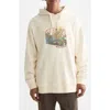 Scotch & Soda Loose Fit Embroidered Cotton Fleece Hoodie In Neutral