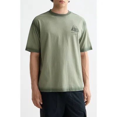 Scotch & Soda Loose Fit Garment Dyed Cotton Graphic T-shirt In Green