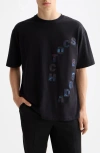 Scotch & Soda Loose Fit Logo Appliqué T-shirt In Black