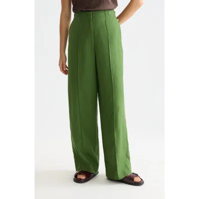 Scotch & Soda Lou High Rise Wide Leg Pants In Green