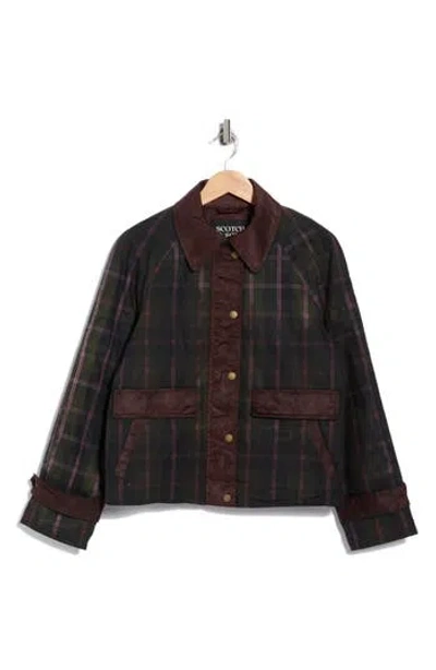 Scotch & Soda Luna Wax Plaid Mixed Media Jacket In Brown