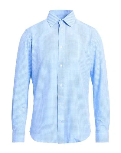 Scotch & Soda Man Shirt Azure Size 17 ½ Polyester, Elastane In Blue