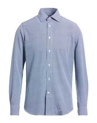 Scotch & Soda Man Shirt Black Size 17 ½ Polyester, Elastane In Blue