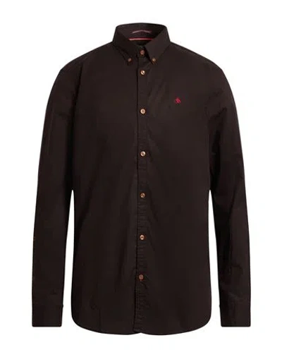 Scotch & Soda Man Shirt Dark Brown Size M Cotton, Organic Cotton