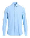 Scotch & Soda Man Shirt Light Blue Size 17 ½ Polyester, Elastane In Blue