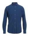 Scotch & Soda Man Shirt Midnight Blue Size 16 ½ Polyester, Elastane In Blue