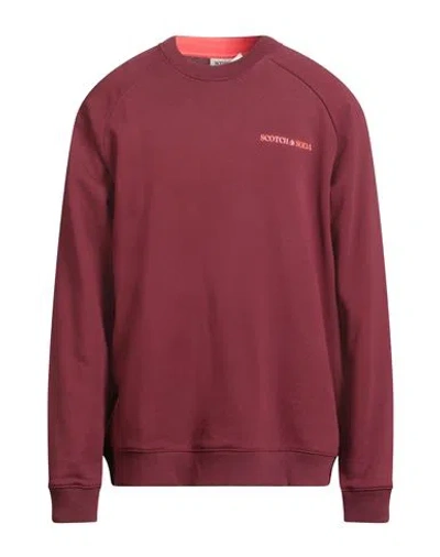 Scotch & Soda Man Sweatshirt Burgundy Size Xxl Organic Cotton In Red