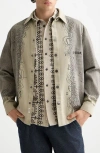 Scotch & Soda Map Graphic Snap-up Overshirt In Neutral