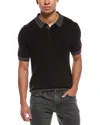 Scotch & Soda Marled Rib Sweater Polo Shirt In Black