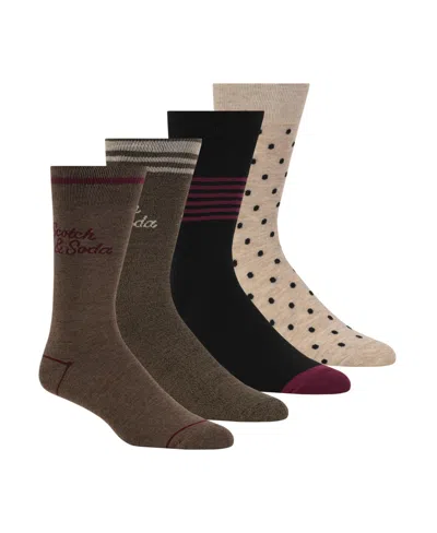 Scotch & Soda Men's 4-pack Patterned Dress Socks In Brown