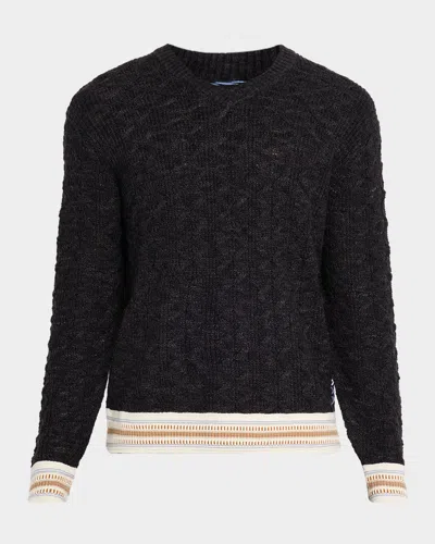 Scotch & Soda Men's Cable Knit Loose-fit V-neck Sweater In Gray