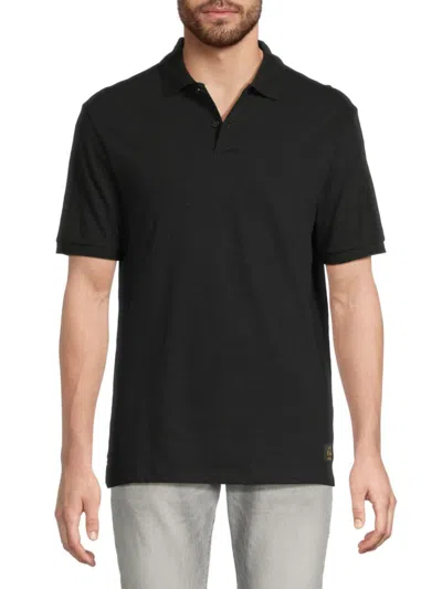 Scotch & Soda Men's Cotton Slub Knit Polo Shirt In Black