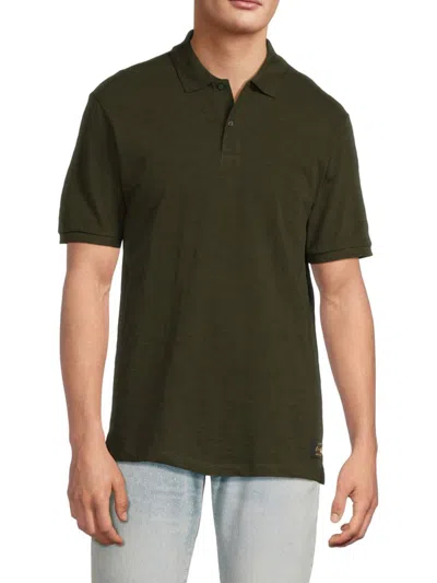 Scotch & Soda Men's Cotton Slub Knit Polo Shirt In Green