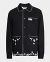 Scotch & Soda Men's Embroidered Cotton-blend Worker Jacket In Black