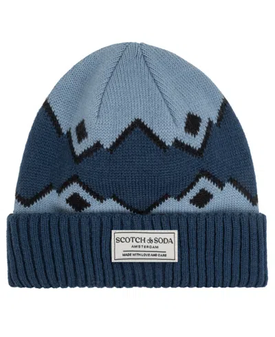 Scotch & Soda Men's Fair Isle Cuff Beanie In Blue