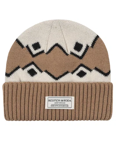 Scotch & Soda Men's Fair Isle Cuff Beanie In Brown