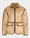 Scotch & Soda Men's Faux Shearling Full-zip Jacket With Sleeve Label In Brown