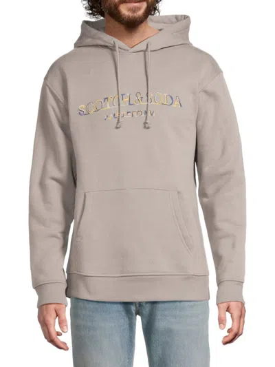 Scotch And Soda Men's Fleece Relaxed-fit Hoodie In Gray