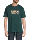 Scotch & Soda Men's Floral Logo Graphic Cotton T-shirt In Green
