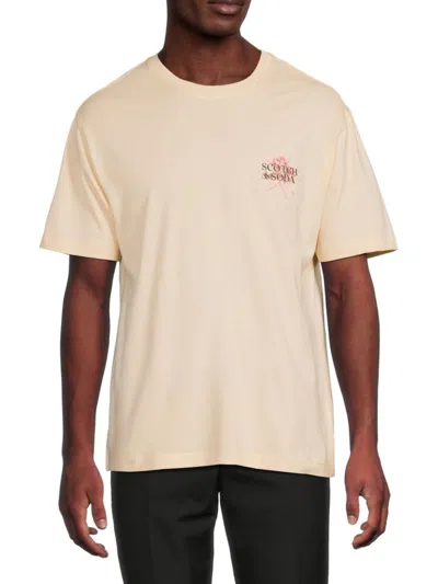 Scotch & Soda Men's Floral Logo Graphic Cotton T-shirt In Neutral