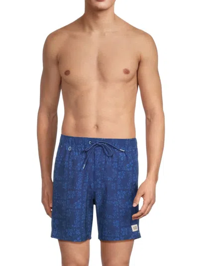 Scotch And Soda Men's Floral Maze Swim Trunk In Blue