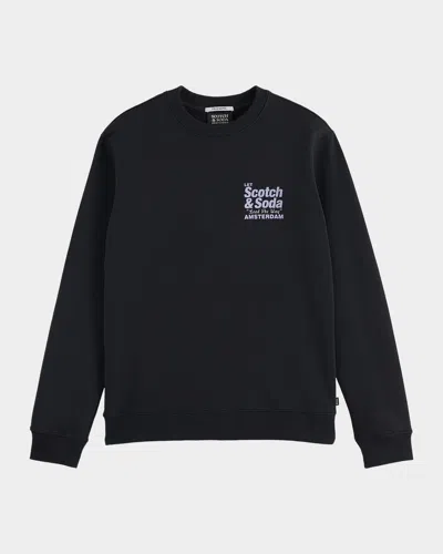 Scotch & Soda Men's Front And Back Artwork Cotton Sweatshirt In Black