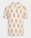 Scotch & Soda Men's Geometric Circle Camp Shirt With Pocket In Neutral