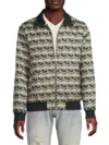 Scotch & Soda Men's Geometric Jacquard Zip Jacket In Brown