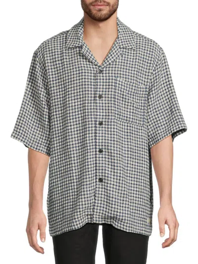 SCOTCH & SODA MEN'S GINGHAM COTTON-LINEN BUTTON-DOWN SHIRT