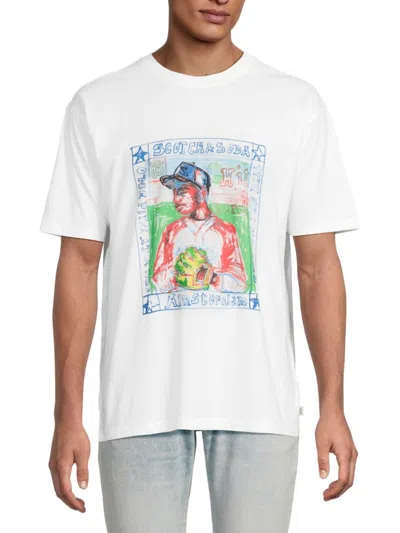 Scotch & Soda Men's Graphic Cotton T-shirt In White
