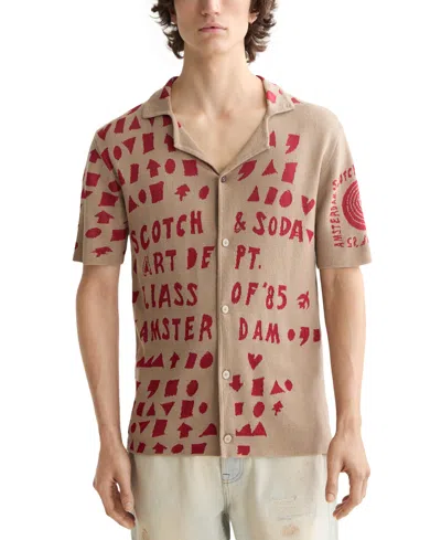 Scotch & Soda Men's Jacquard Text Logo Shirt In Neutral